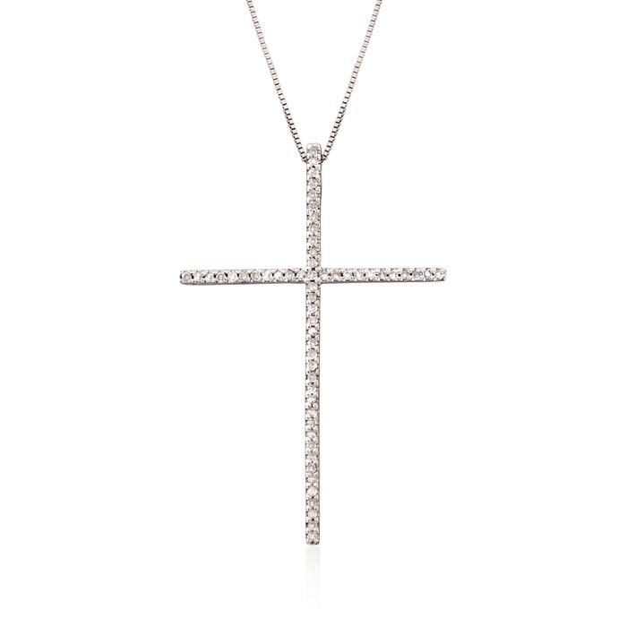.17 ct. t.w. Diamond Cross Pendant Necklace in 14kt White Gold