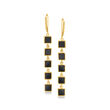 Black Onyx Square-Link Drop Earrings in 18kt Gold Over Sterling