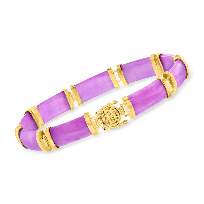 Purple Jade &quot;Good Fortune&quot; Bracelet in 18kt Gold Over Sterling