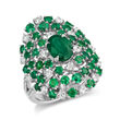 3.60 ct. t.w. Emerald and .90 ct. t.w. Diamond Ring in 18kt White Gold
