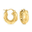 Italian 18kt Yellow Gold Faceted Hoop Earrings