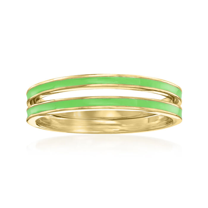 Green Enamel Jewelry Set: Two Rings in 18kt Gold Over Sterling