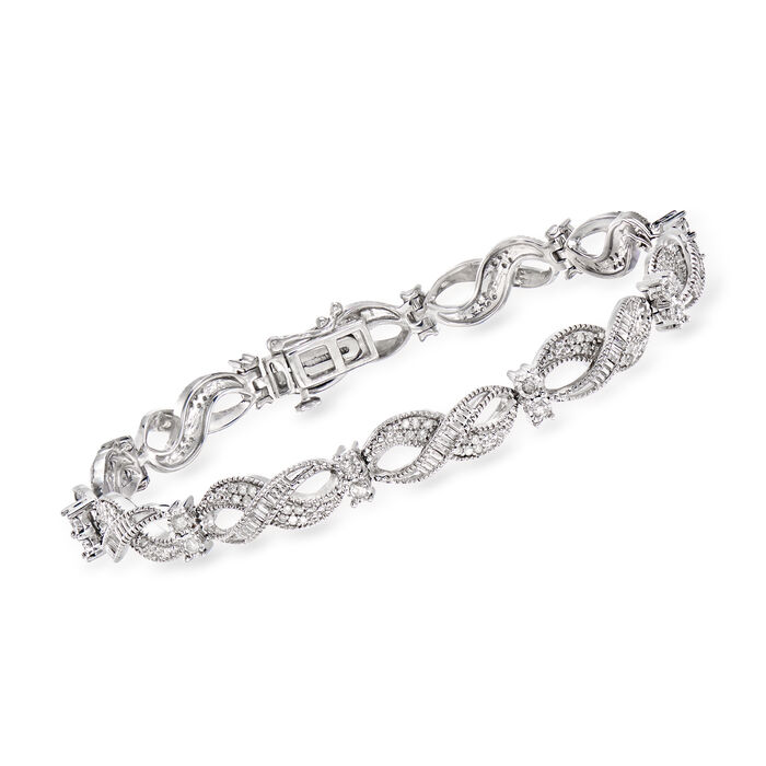 1.00 ct. t.w. Diamond Infinity-Link Bracelet in Sterling Silver
