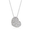 C. 1990 Vintage 1.00 ct. t.w. Pave Diamond Heart Necklace in 18kt White Gold