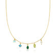 .70 ct. t.w. Multi-Gemstone Drop Necklace in 14kt Yellow Gold