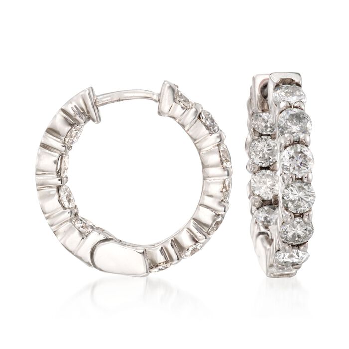 2.00 ct. t.w. Diamond Inside-Outside Hoop Earrings in 14kt White Gold