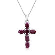 2.20 ct. t.w. Ruby Cross Pendant Necklace in 14kt White Gold