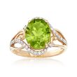 3.00 Carat Peridot Ring with .28 ct. t.w. Diamonds in 14kt Yellow Gold