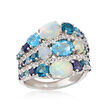 Opal and 3.00 ct. t.w. Multi-Gemstone Ring in Sterling Silver