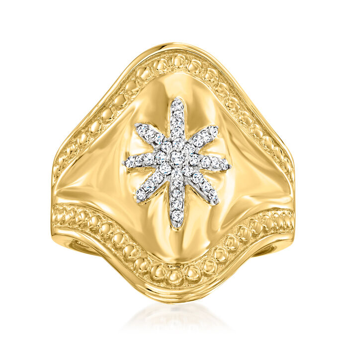 .10 ct. t.w. Diamond Starburst Ring in 18kt Gold Over Sterling
