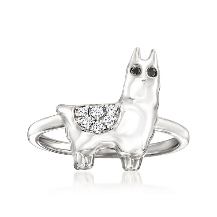 .10 ct. t.w. White and Black Diamond Llama  Ring in Sterling Silver
