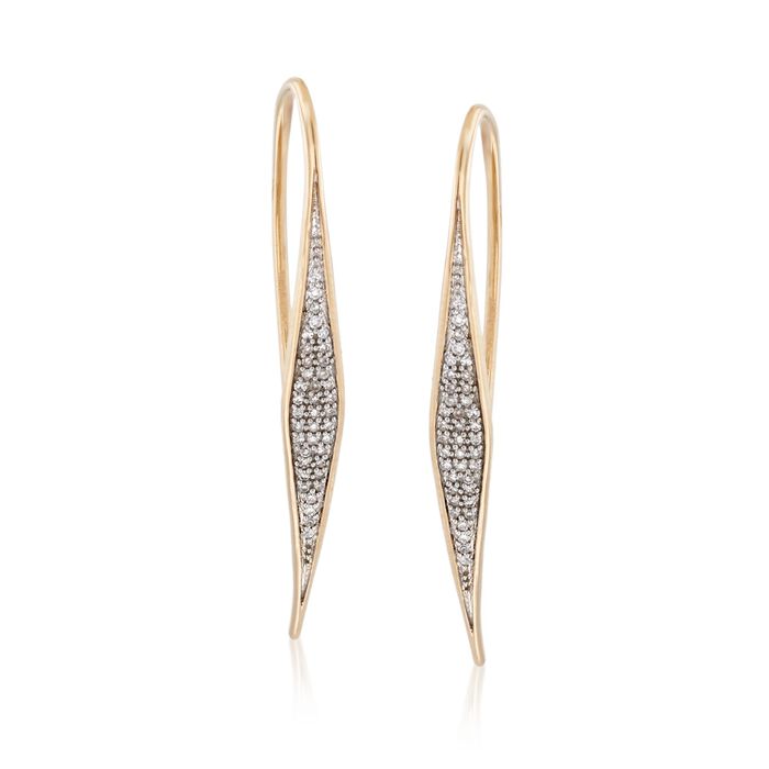 .17 ct. t.w. Pave Diamond Geometric Linear Earrings in 14kt Yellow Gold