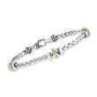 Andrea Candela &quot;Espiga&quot; .12 ct. t.w. Diamond Station Bracelet in Sterling Silver and 18kt Yellow Gold