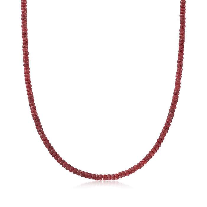 100.00 ct. t.w. Ruby Bead Necklace with 14kt Yellow Gold Magnetic Clasp