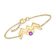 Zodiac Gemstone Bracelet in 18kt Gold Over Sterling 7-inch (Aquarius)