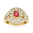 C. 1980 Vintage .55 Carat Ruby and 1.90 ct. t.w. Diamond Ring in 18kt Yellow Gold