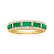 .80 ct. t.w. Emerald and .41 ct. t.w. Diamond Ring in 14kt Yellow Gold