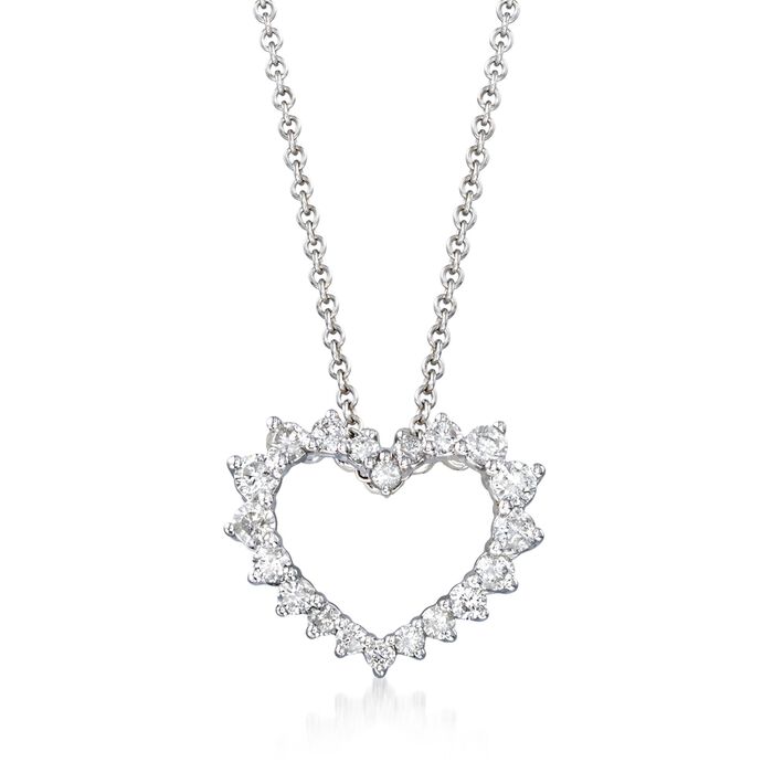 .47 ct. t.w. Diamond Open-Space Heart Necklace in 14kt White Gold