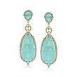 Aqua Chalcedony and 2.60 ct. t.w. Blue and White Topaz Drop Earrings in 18kt Gold Over Sterling