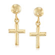 14kt Yellow Gold Small Cross Drop Earrings