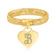 Italian 14kt Yellow Gold Personalized Heart Mesh Ring