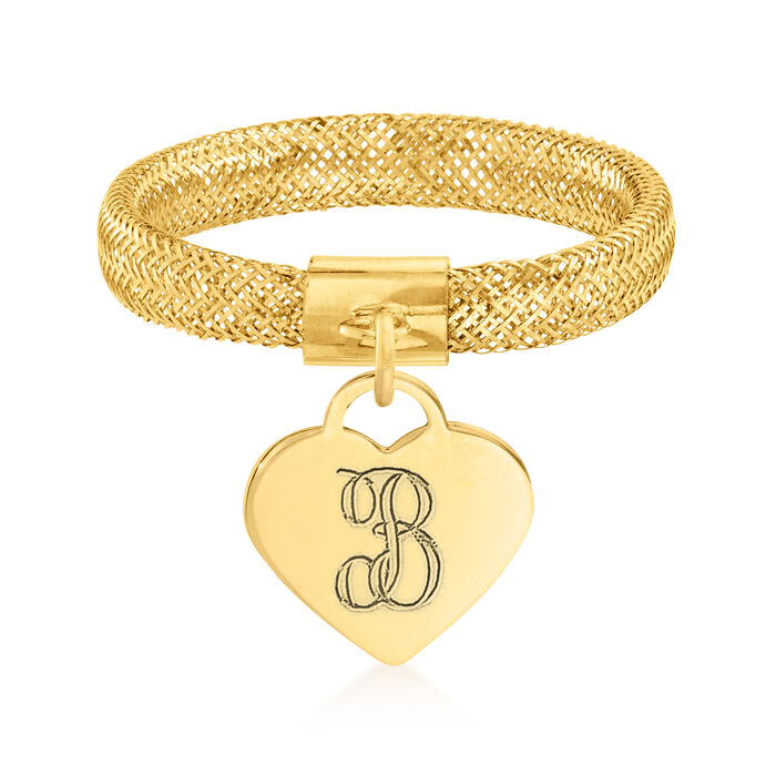 Italian 14kt Yellow Gold Personalized Heart Mesh Ring