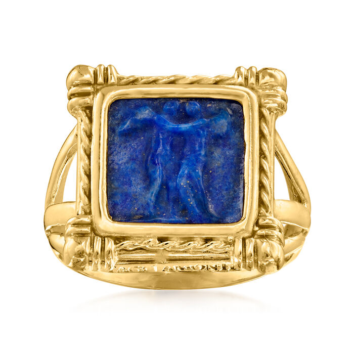 Italian Tagliamonte Lapis Cameo Ring in 18kt Gold Over Sterling