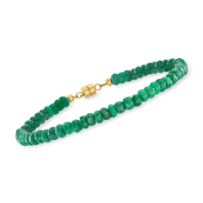 22.00 ct. t.w. Emerald Bead Bracelet with 14kt Yellow Gold Magnetic Clasp