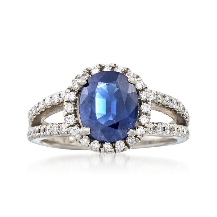 C. 2000 Vintage 2.90 Carat Sapphire and .75 ct. t.w. Diamond Ring in Platinum