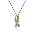 .30 ct. t.w. Diamond Breast Cancer Awareness Pendant Necklace in 14kt Yellow Gold. 18&quot;