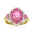 1.60 ct. t.w. Pink Sapphire and .33 ct. t.w. Diamond Ring in 14kt Yellow Gold