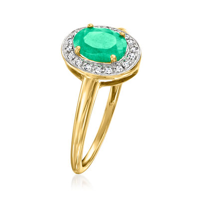 .70 Carat Emerald Ring with Diamond Accents in 18kt Gold Over Sterling