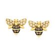 Le Vian .52 ct. t.w. Nude and Chocolate Diamond Bumblebee Earrings in 14kt Honey Gold