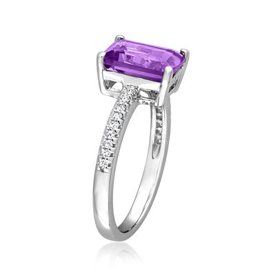 2.20 Carat Amethyst and .90 Carat Sky Blue Topaz Ring with Diamond Accents in Sterling Silver