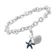 .24 ct. t.w. Black and White Diamond Sea Life Charm Bracelet in Sterling Silver
