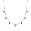 .90 ct. t.w. Diamond Teardrop Necklace with Red Enamel in 18kt White Gold