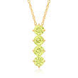 .60 ct. t.w. Peridot Four-Stone Linear Pendant Necklace in 10kt Yellow Gold