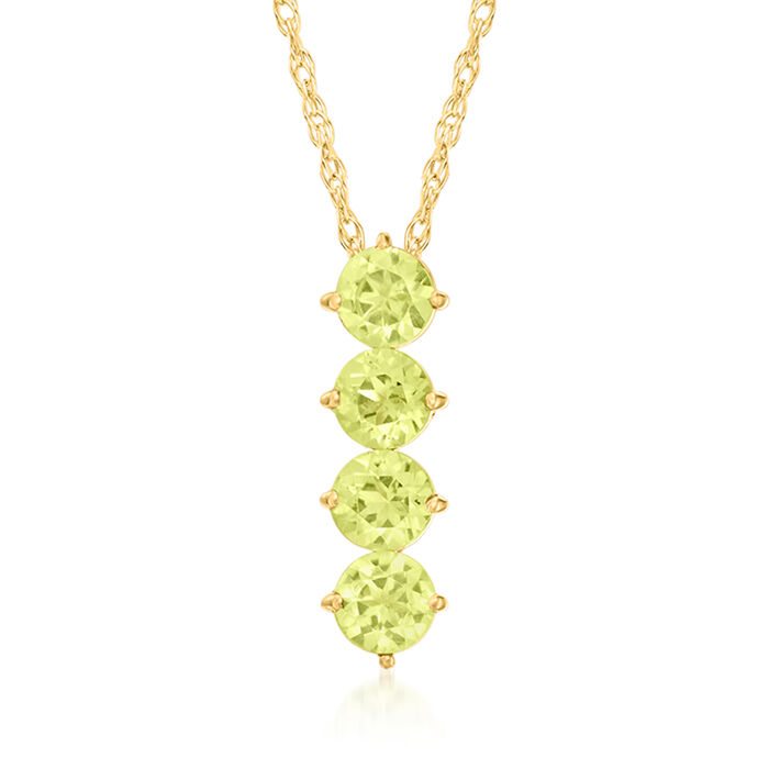 .60 ct. t.w. Peridot Four-Stone Linear Pendant Necklace in 10kt Yellow Gold