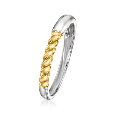 Sterling Silver and 14kt Yellow Gold Twisted Ring