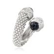 Phillip Gavriel &quot;Popcorn&quot; Black Onyx and .14 ct. t.w. Diamond Bypass Ring in Sterling Silver