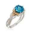 Simon G. 2.99 Carat Blue Zircon and .23 ct. t.w. Diamond Ring in 18kt Two-Tone Gold