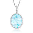 C. 1990 Vintage 29.10 Carat Sky Blue Topaz and .65 ct. t.w. Diamond Pendant Necklace in 18kt White Gold