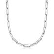 Italian 14kt White Gold Paper Clip Link Necklace