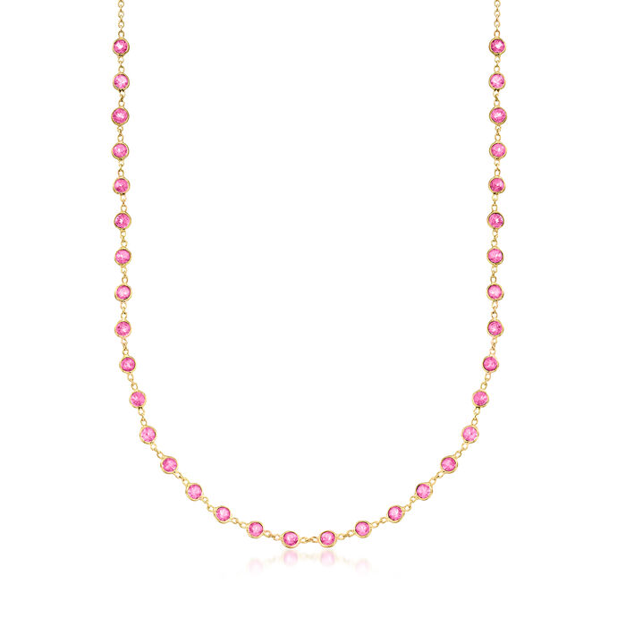 10.00 ct. t.w. Pink Topaz Necklace in 18kt Gold Over Sterling