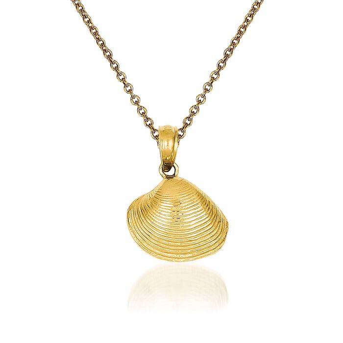 14kt Yellow Gold Clam Shell Pendant Necklace