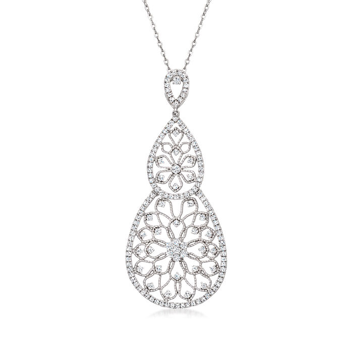 .65 ct. t.w. Diamond Filigree Pendant Necklace in 14kt White Gold