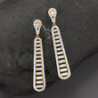 1.00 ct. t.w. Baguette and Round Diamond Drop Earrings in 14kt Yellow Gold