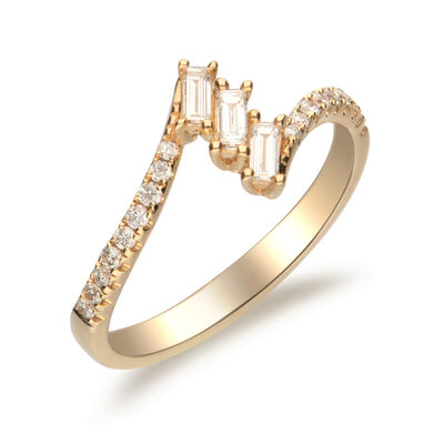 .34 ct. t.w. Diamond Trio Bypass-Style Ring in 14kt Yellow Gold