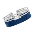 ALOR Blue and Gray Stainless Steel Cable Stacked Cuff Bracelet