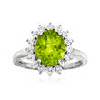 2.40 Carat Peridot and .60 ct. t.w. White Topaz Halo Ring in Sterling Silver
